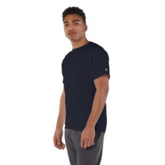 Champion Men’s Logo Tee Shirt Classic Crew Neck Short Sleeve Navy Blue Large - Picture 11 of 11